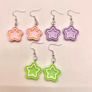 Star Earrings Barbie Earrings - Pastel Earrings - Kawaii Earrings - DDLG Earring